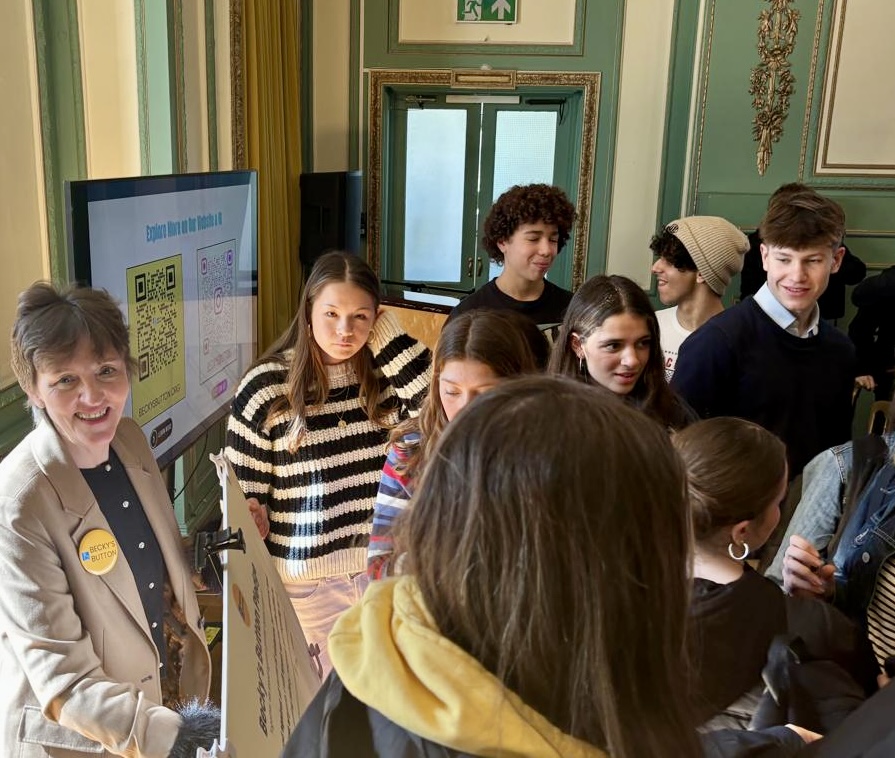 Students taking part in Becky’s Button outreach activity